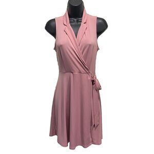 Monteau Dusty Rose Pink Spaghetti Strap Faux Wrap Slip Lace W/ Tie Dress Small S